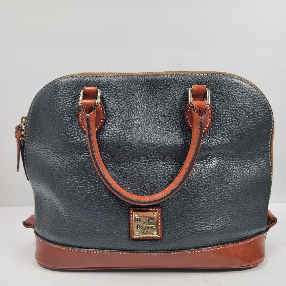 Dooney & Bourke Pebble Leather Satchel With Zipper Closure & Double Handles